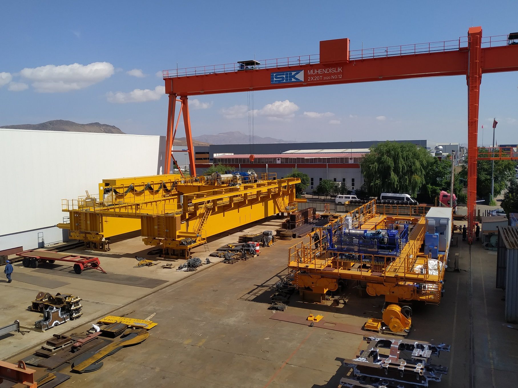 Gantry crane and overhead bridges in the yard